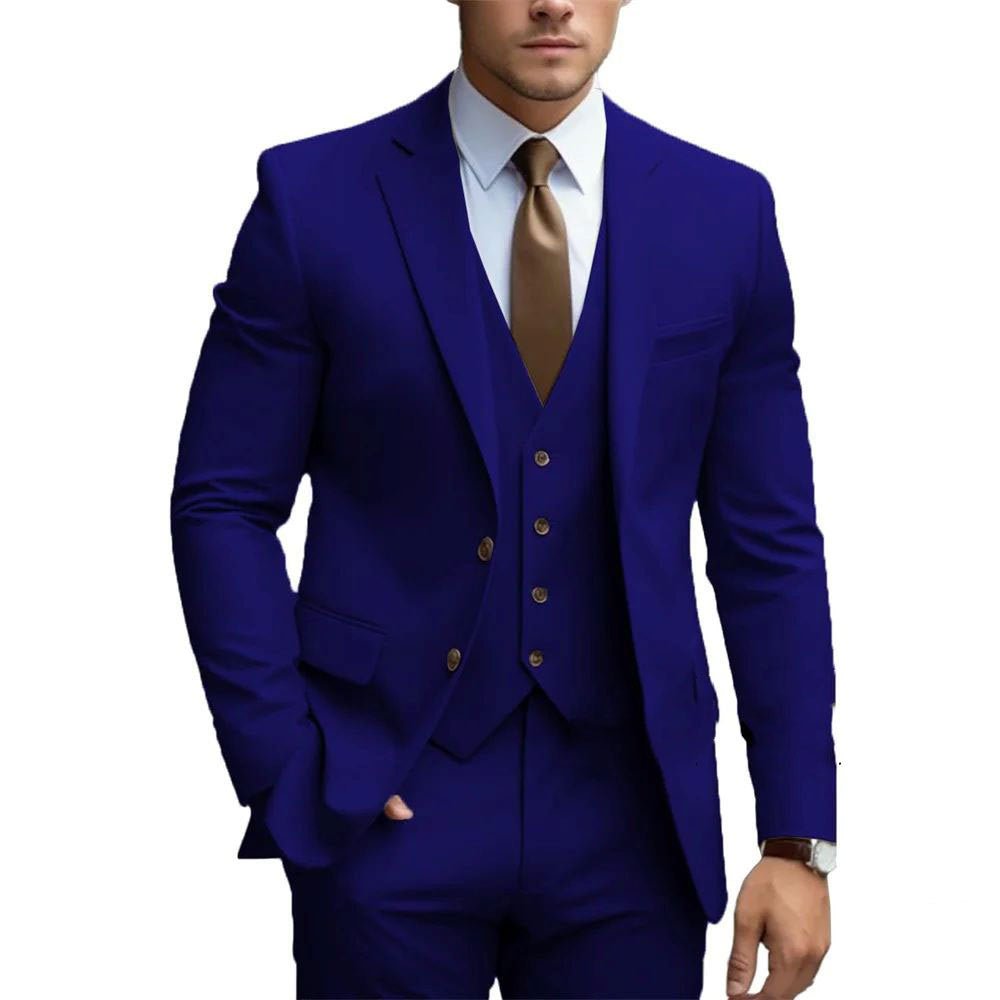 Business Casual Men's Three-piece Suit For Bridegroom Men's Wedding - IVOIRART.COM
