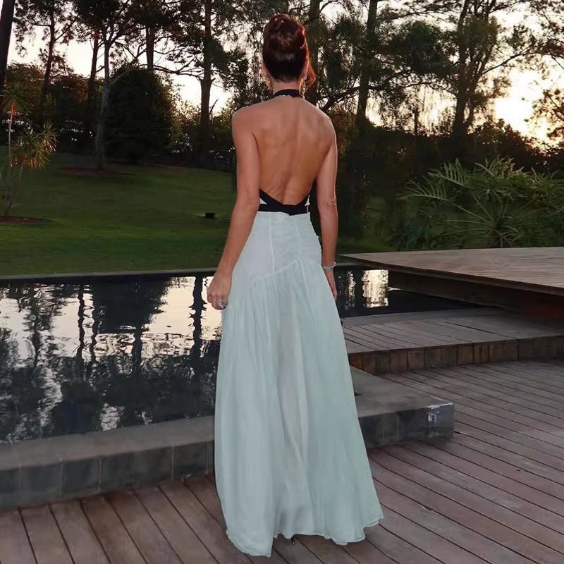 Bustier cache-cœur halter vert clair style célébrité à profond décolleté en V avec dos découpé - IVOIRART.COM