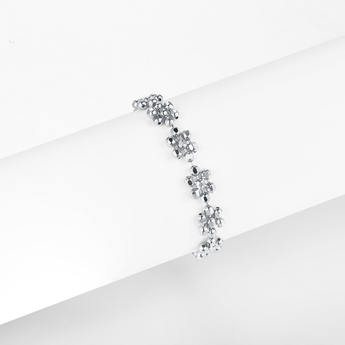 Bague Fleur en Argent Sterling S925 0,7g Légère Réglable 14-21mm Trèfle Doré