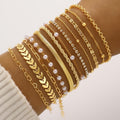 Ensemble de 12 Bracelets Élégants à Chaîne Perlée, Style Européen et Américain - IVOIRART.COM