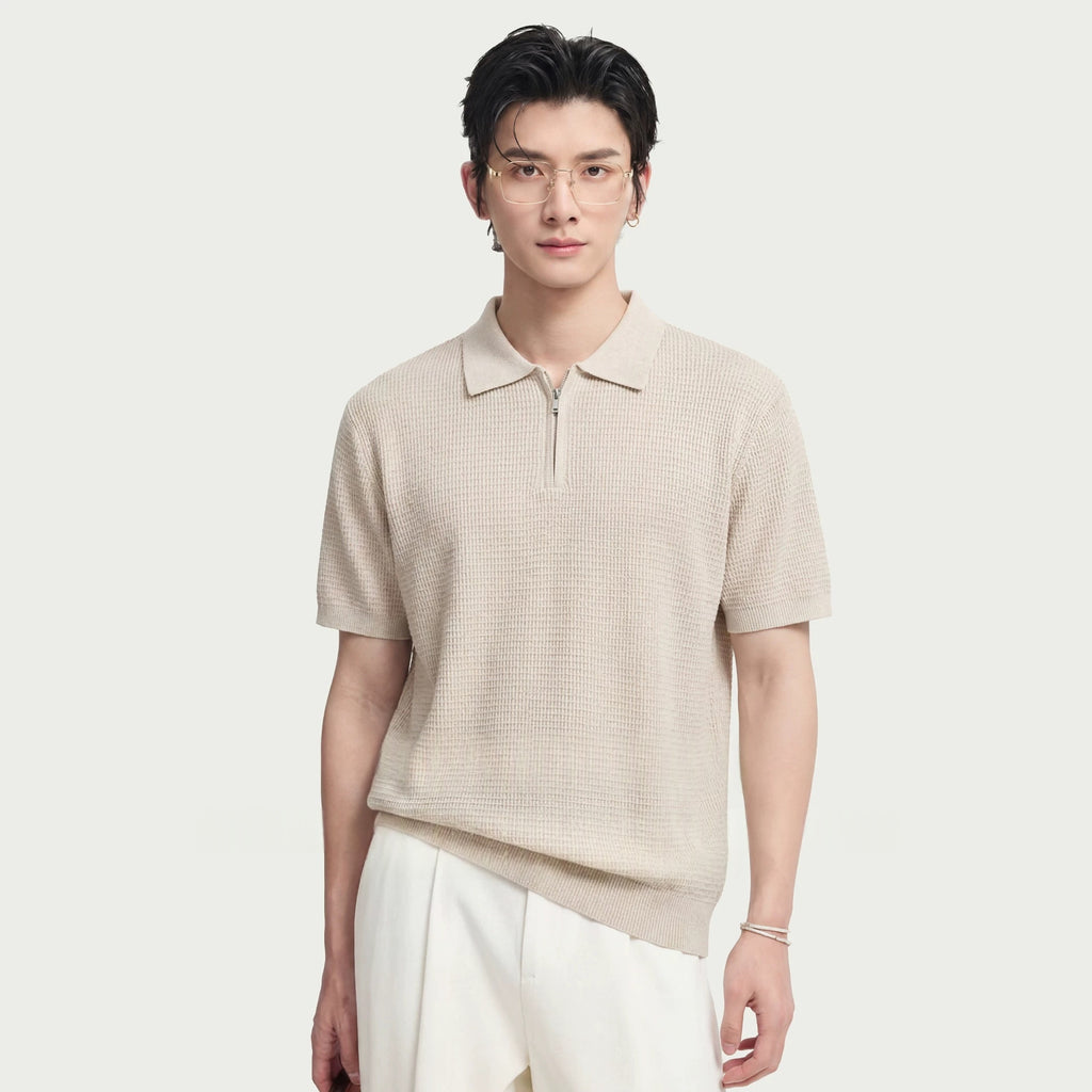 T-shirt d'été à manches courtes maille gaufrée, style décontracté et professionnel