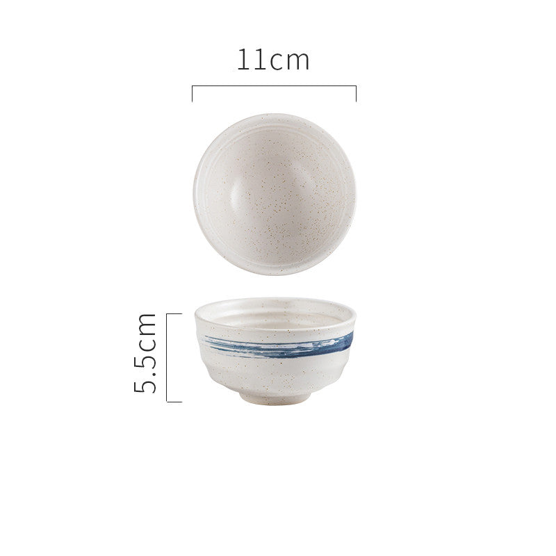 Japanese Bowl 4.5 Rice Bowl Ceramic  Small  Rice Bowl Soup Restaurant Spoon Plate Tableware Set