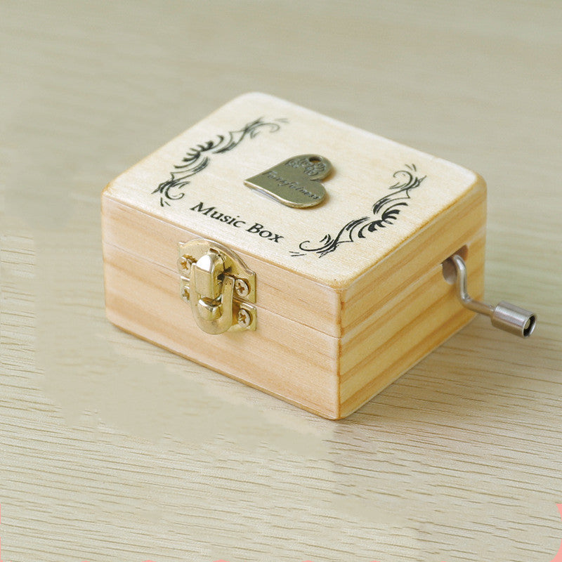 Boîte à musique en bois à manivelle cadeau étudiant décoration