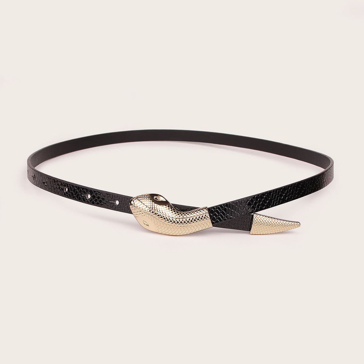 Ceinture pression en cuir verni effet peau de serpent miroir