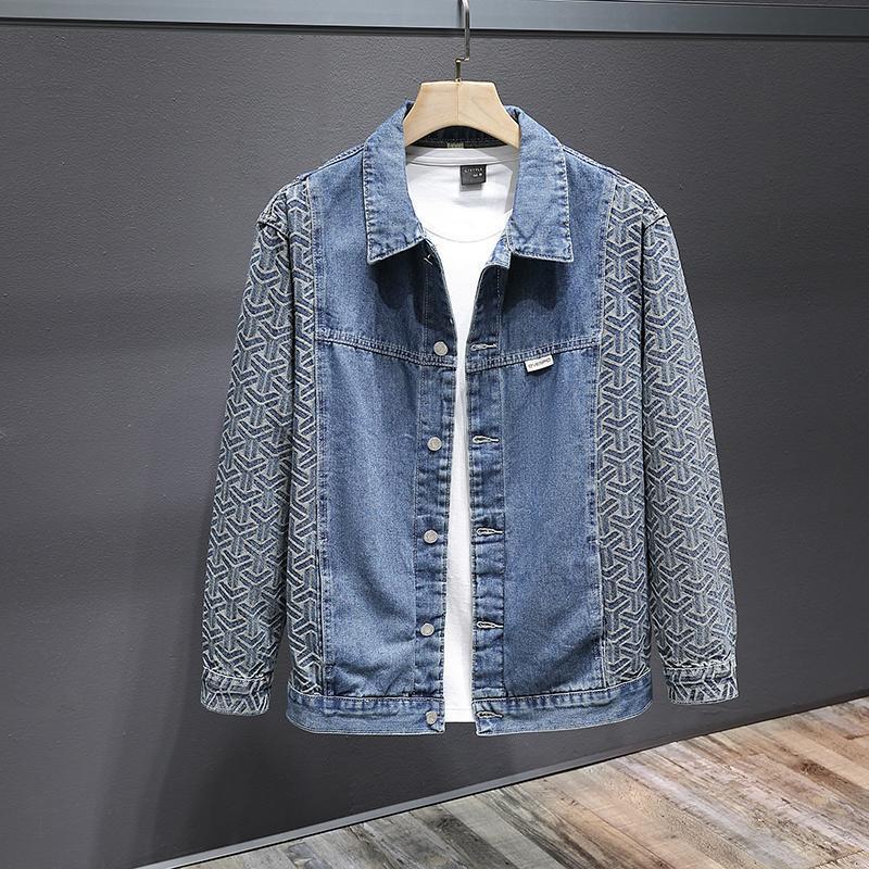 Veste Patchwork en Denim pour Homme, Haut Décontracté Style Unique