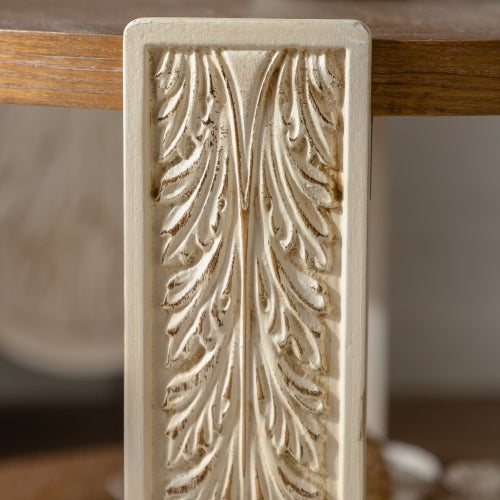 Table Basse en Bois Sculpté, Table d'Appoint Rétro Avec Rangement à Double Couche, Petite Table d'Accueil Pour Salon, Table de Chevet de Style Palais Pour Petits Espaces