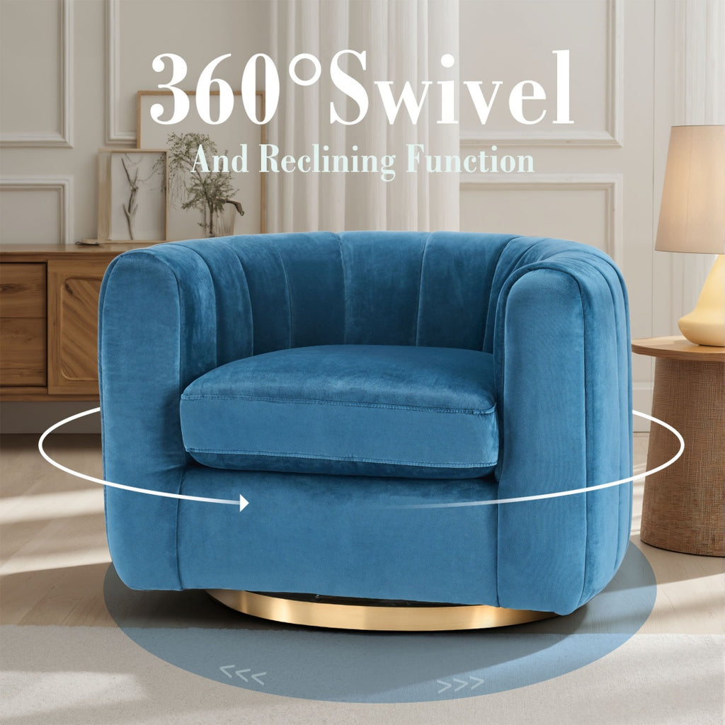 A Single-seat Rotary Sofa Upholstered In Velvet Fabric