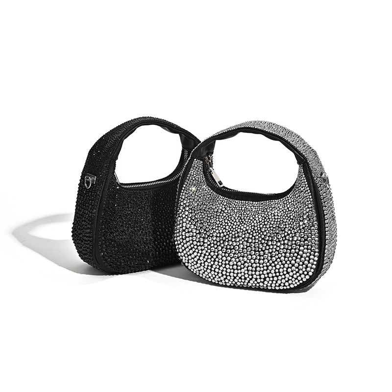 Nouveau Sac Femme Acrylique Haut de Gamme Lune Croissant avec Diamants Mode