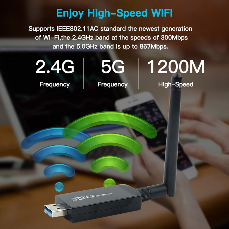 Carte réseau sans fil Bluetooth W97L 1200M USB haute performance pour maison et bureau