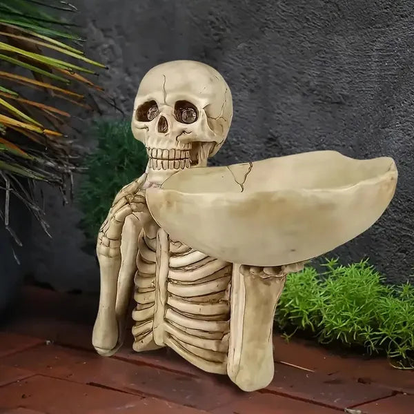 Plateau de rangement en crâne, décoration d'Halloween, matériau résine, forme de squelette vive