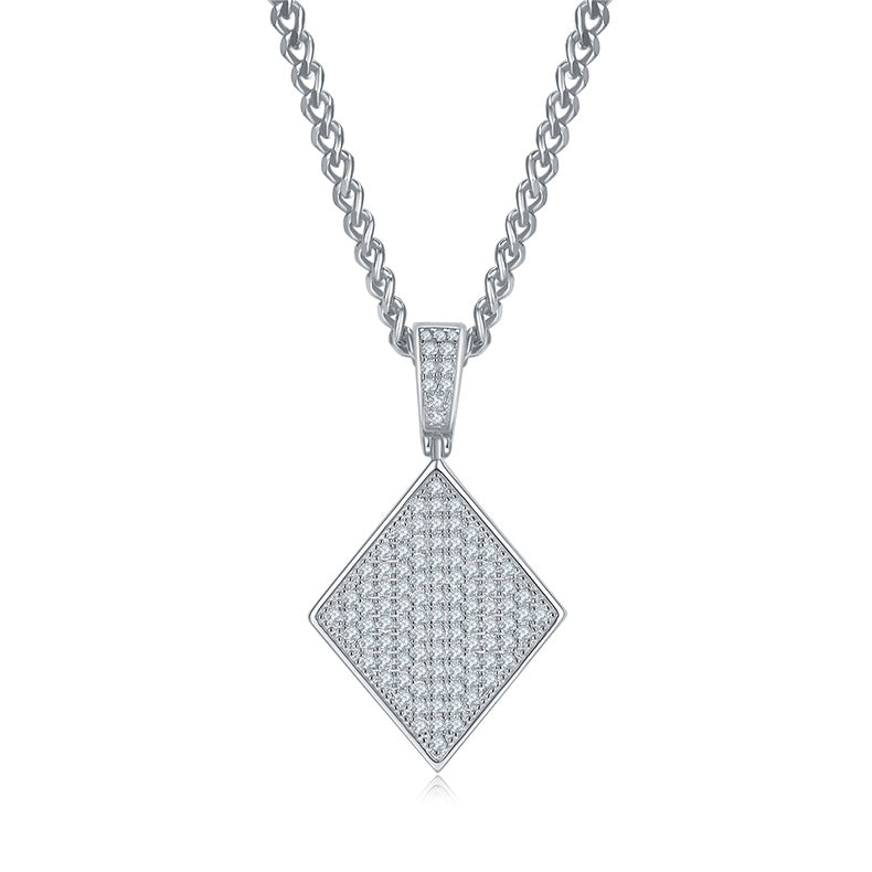 Pendentif en argent sterling S925 108 moissanites D VVS1 forme diamant 5g