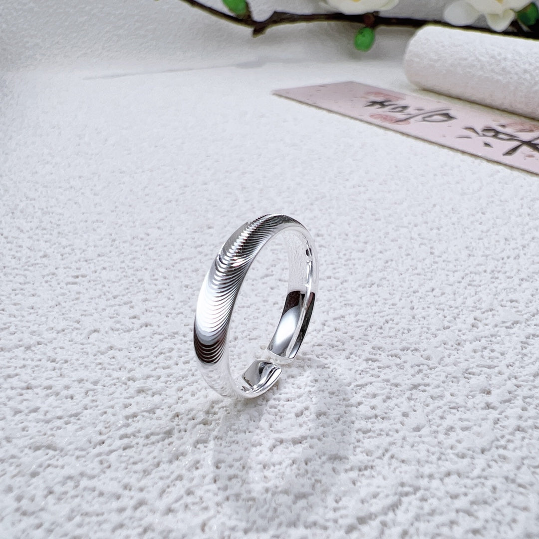 Bague Ouverte Effet Œil de Chat en Argent Sterling 999, Style Minimaliste & Élégant, Parfaite pour le Quotidien, les Rendez-vous et Cadeaux, Idéal Cadeau de Saint-Valentin
