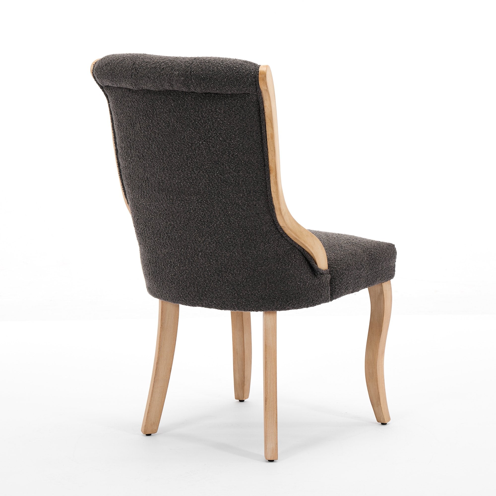 Chaises de salle à manger en velours neige, style milieu du siècle avec garniture en bois courbé, pieds sculptés, assise rembourrée pour salle à manger et lounge, sièges d'appoint en tissu moelleux et bois robuste, lot de 2, gris