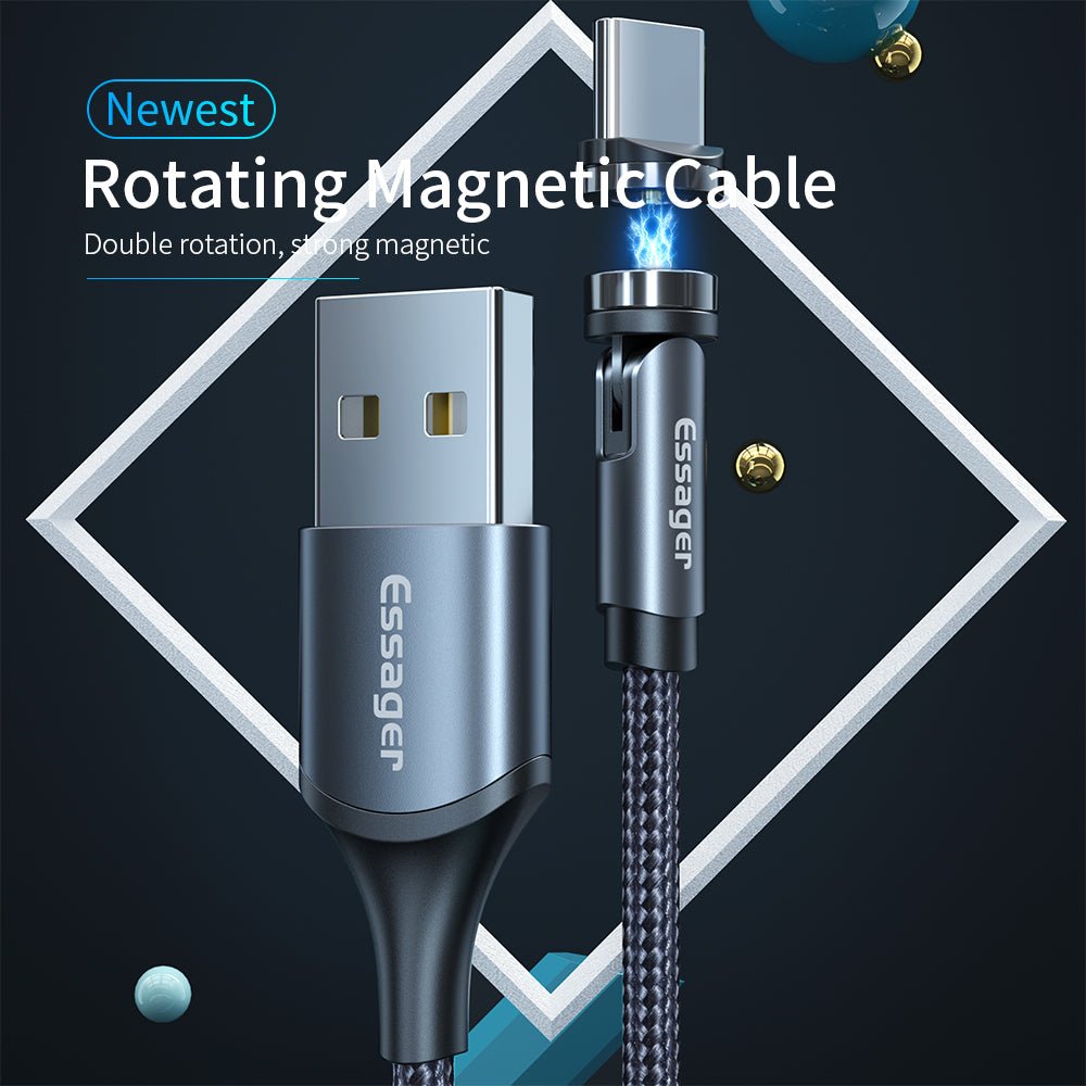 Câble de Charge Magnétique Essager Rotate 360° USB Type C Charge Rapide 540° Micro - IVOIRART.COM