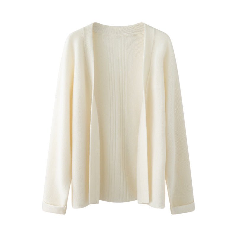 Cachemire femme doux style loose et décontracté, cardigan ultra-doux couleur unie - IVOIRART.COM