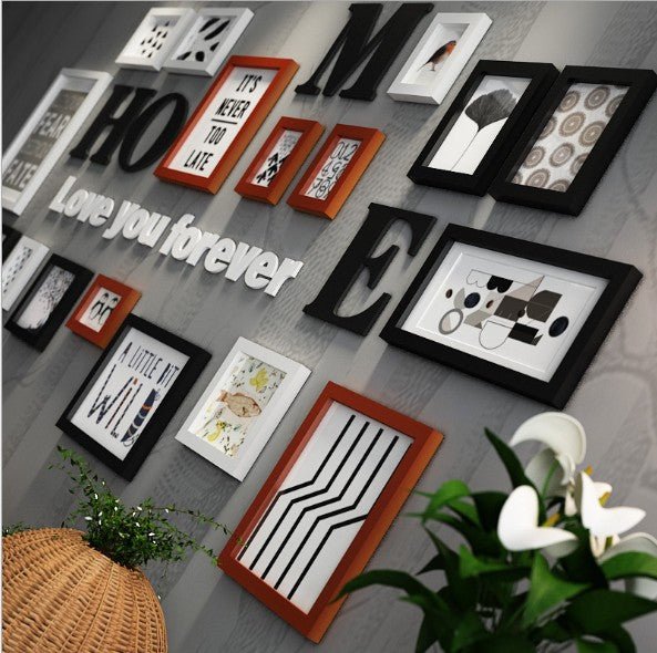 Cadre Photo Mural en Bois Massif - Combinaison Créative Murale Décorative - IVOIRART.COM