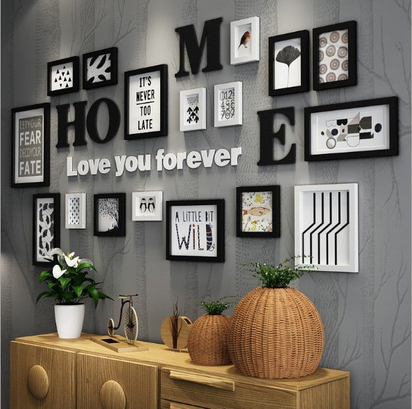 Cadre Photo Mural en Bois Massif - Combinaison Créative Murale Décorative - IVOIRART.COM