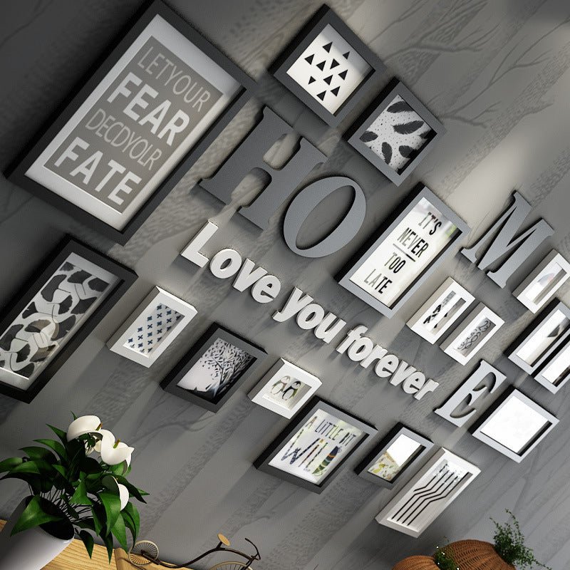 Cadre Photo Mural en Bois Massif - Combinaison Créative Murale Décorative - IVOIRART.COM