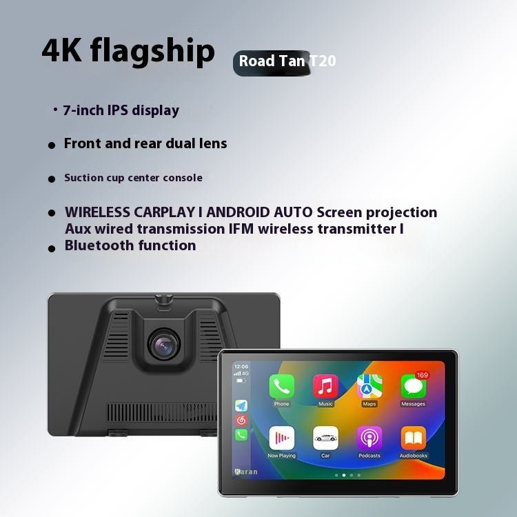 Caméra de projection CARPLAY sans fil 7 pouces avec enregistrement avant/arrière. - IVOIRART.COM