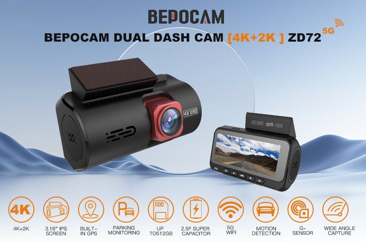 Caméra de tableau avant et arrière 4K HD double enregistrement avec GPS 128Go5G - IVOIRART.COM