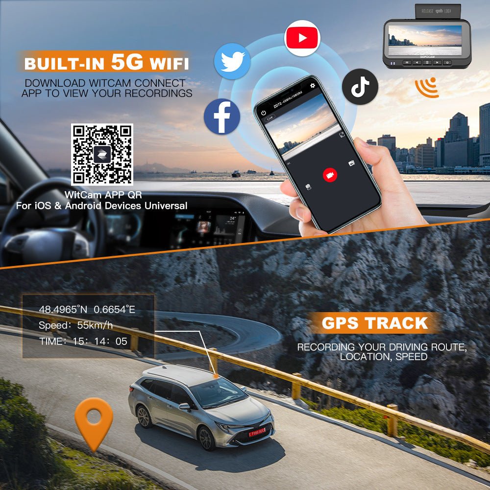 Caméra de tableau avant et arrière 4K HD double enregistrement avec GPS 128Go5G - IVOIRART.COM