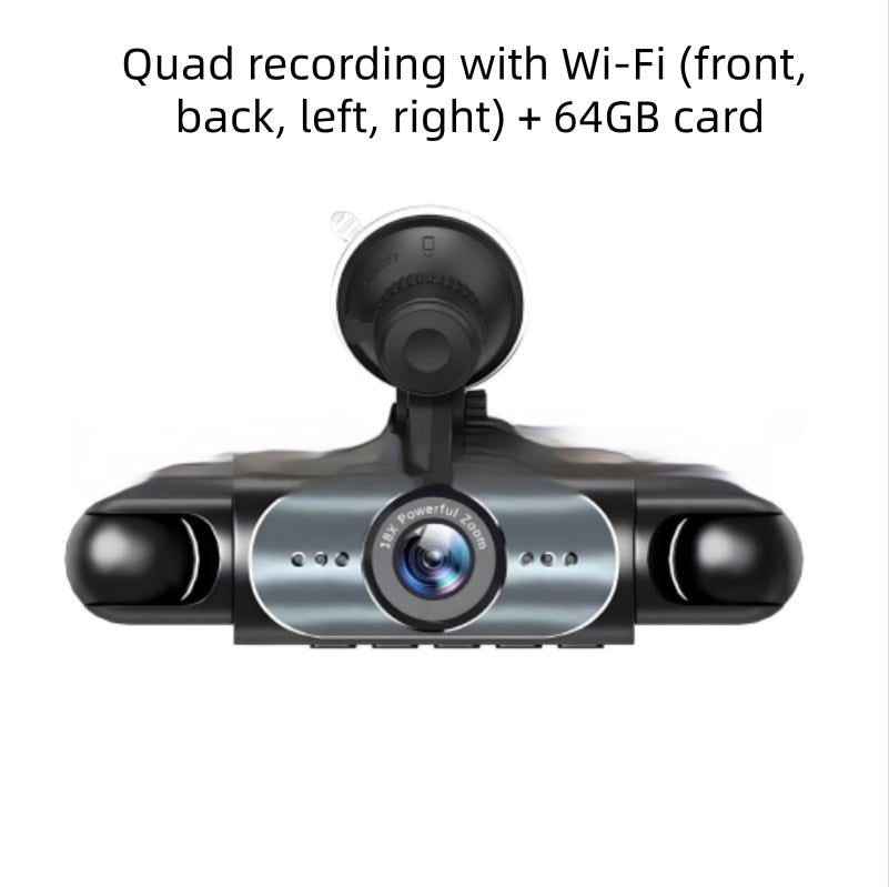 Caméra de tableau de bord 4 lentille HD avec caméra arrière et enregistrement WiFi - IVOIRART.COM