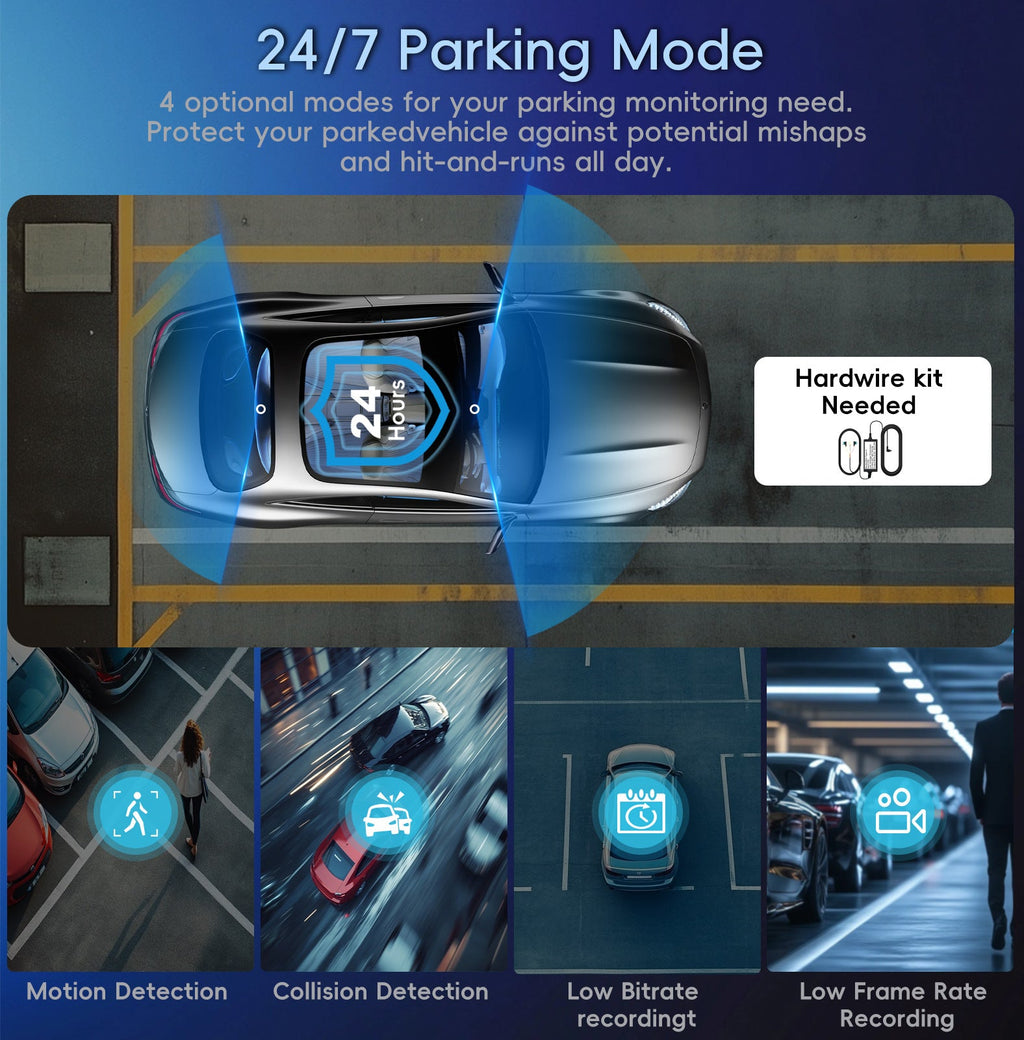 Caméra de tableau de bord double 4K avec vision nocturne GPS et surveillance 24h - IVOIRART.COM