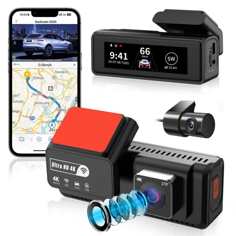 Caméra de tableau de bord double 4K avec vision nocturne GPS et surveillance 24h - IVOIRART.COM