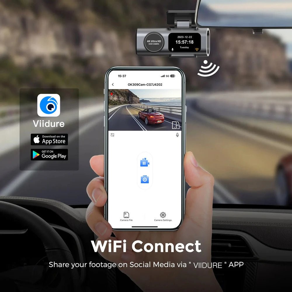 Caméra embarquée HD double avant/arrière avec Wi‑Fi et connectivité smartphoneXS - IVOIRART.COM