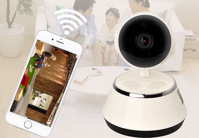 Caméra IP sans fil WiFi 720P pour sécurité domestique avec Micro SD, Microphone et application P2P gratuite en ABS - IVOIRART.COM