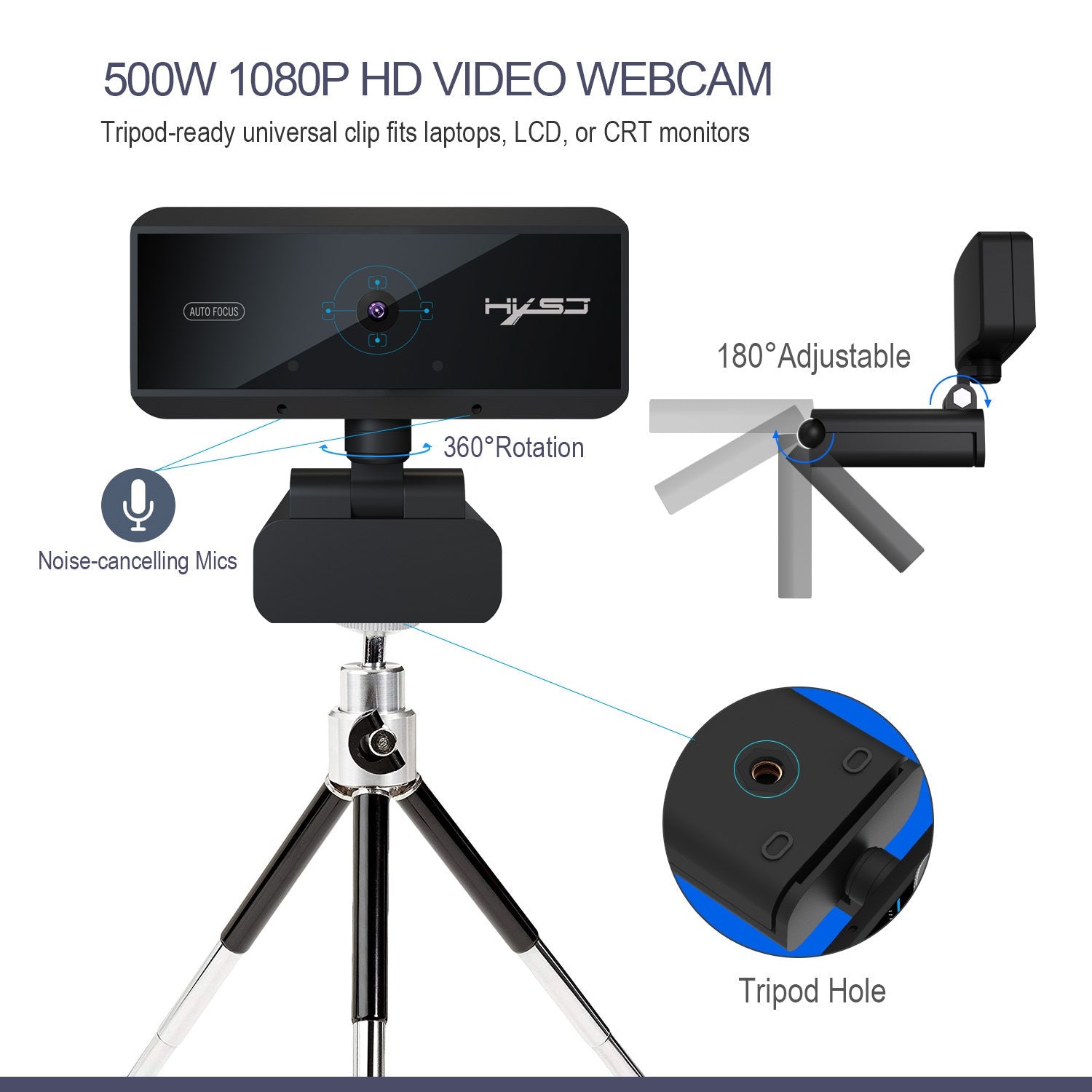 Caméra vidéo informatique HD à autofocus 5 millions pixels USB 2.0 avec capteur CMOS - IVOIRART.COM