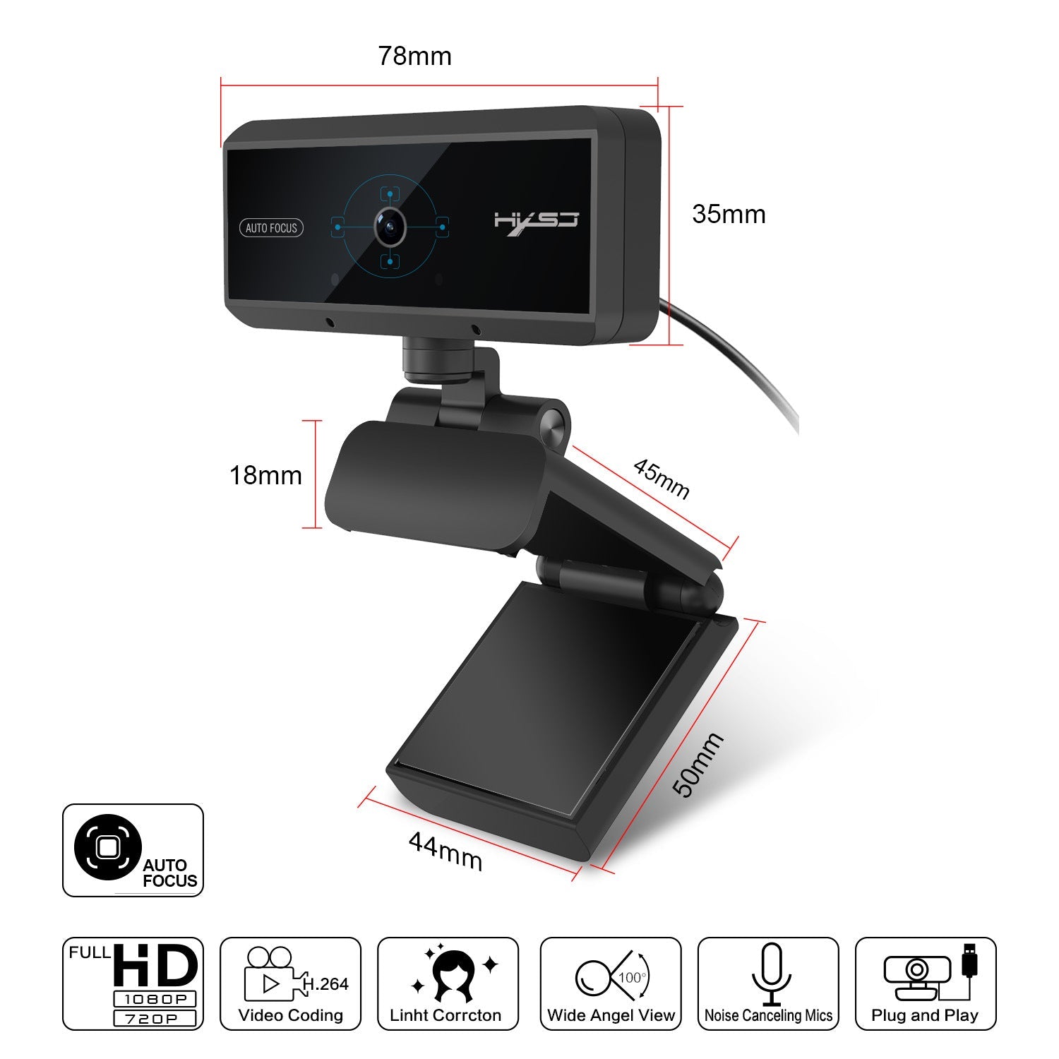Caméra vidéo informatique HD à autofocus 5 millions pixels USB 2.0 avec capteur CMOS - IVOIRART.COM