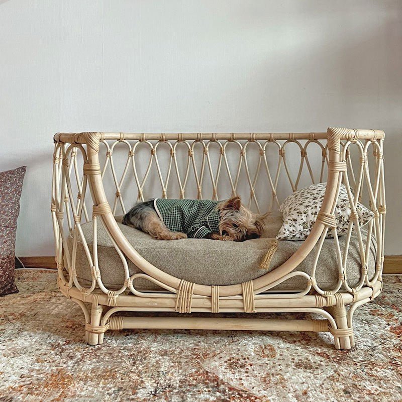 Canapé pour Animaux en Rotin Tissé à la Main, Lit Confortable pour Chiens - IVOIRART.COM