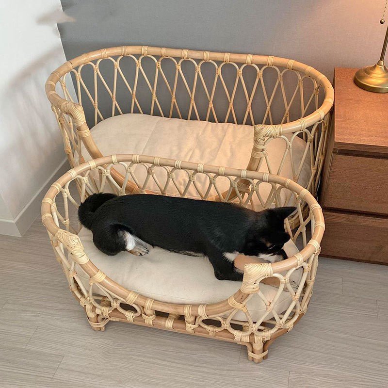 Canapé pour Animaux en Rotin Tissé à la Main, Lit Confortable pour Chiens - IVOIRART.COM