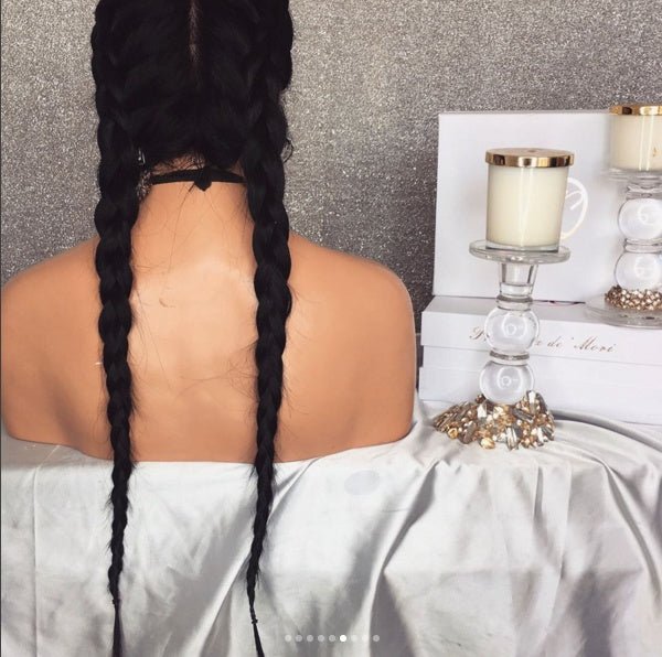 Capuche Perruque Tresse Longue en Fibre Haute Température avec Bonnet Ventilé - IVOIRART.COM