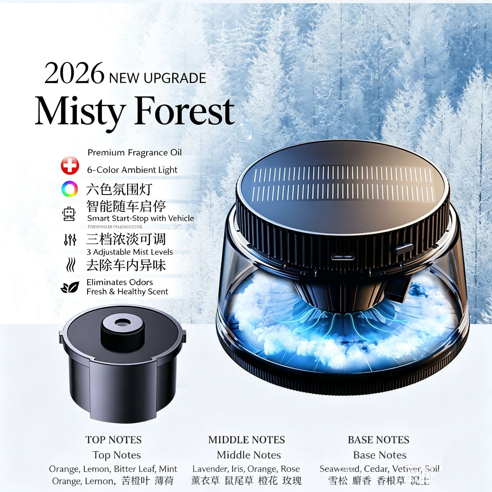 Car Mist Aroma Diffuser, Smart Solar Powered Auto Spray Car Air Freshener - IVOIRART.COM