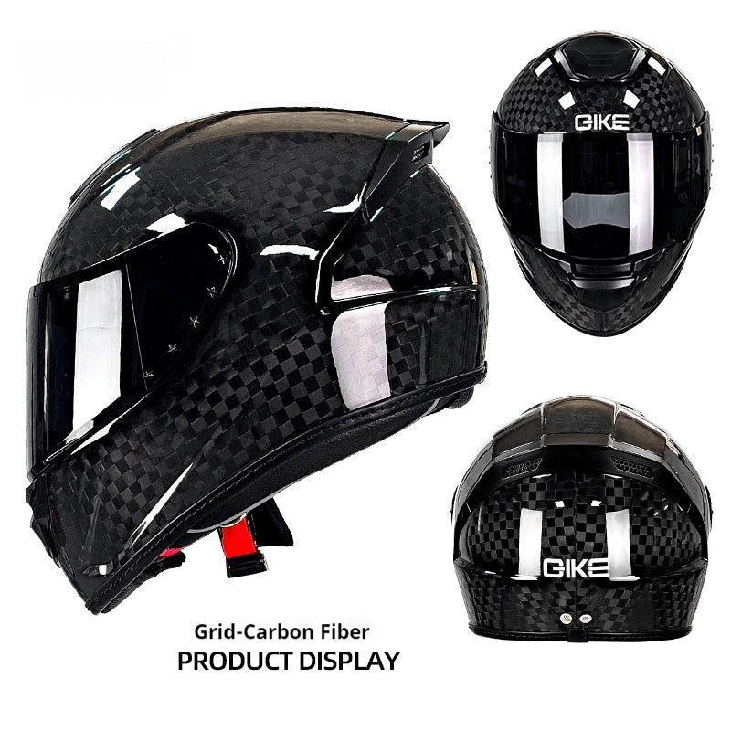 Carbon Fiber Motorcycle Helmet Motorcycle Personality Lightweight Full Cover Type - IVOIRART.COM