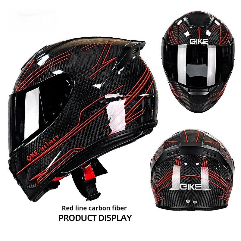 Carbon Fiber Motorcycle Helmet Motorcycle Personality Lightweight Full Cover Type - IVOIRART.COM