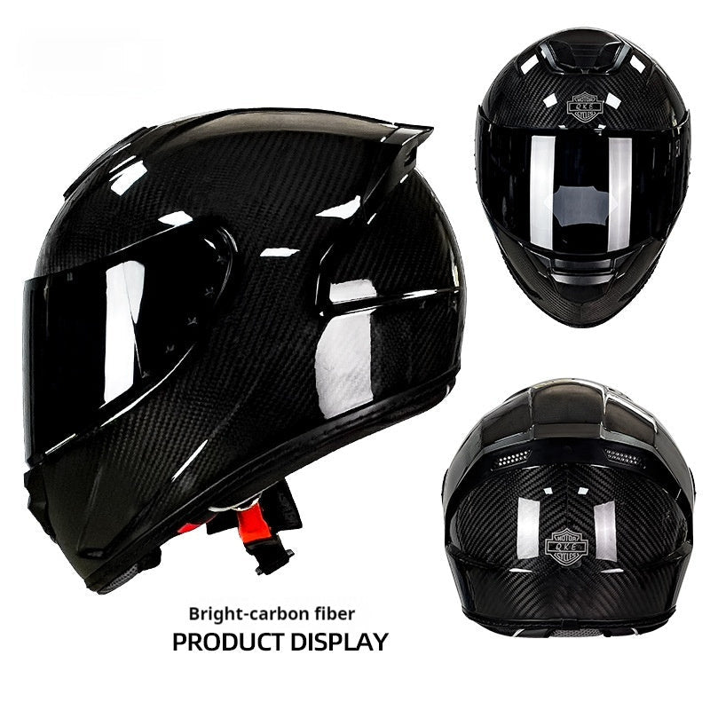 Carbon Fiber Motorcycle Helmet Motorcycle Personality Lightweight Full Cover Type - IVOIRART.COM