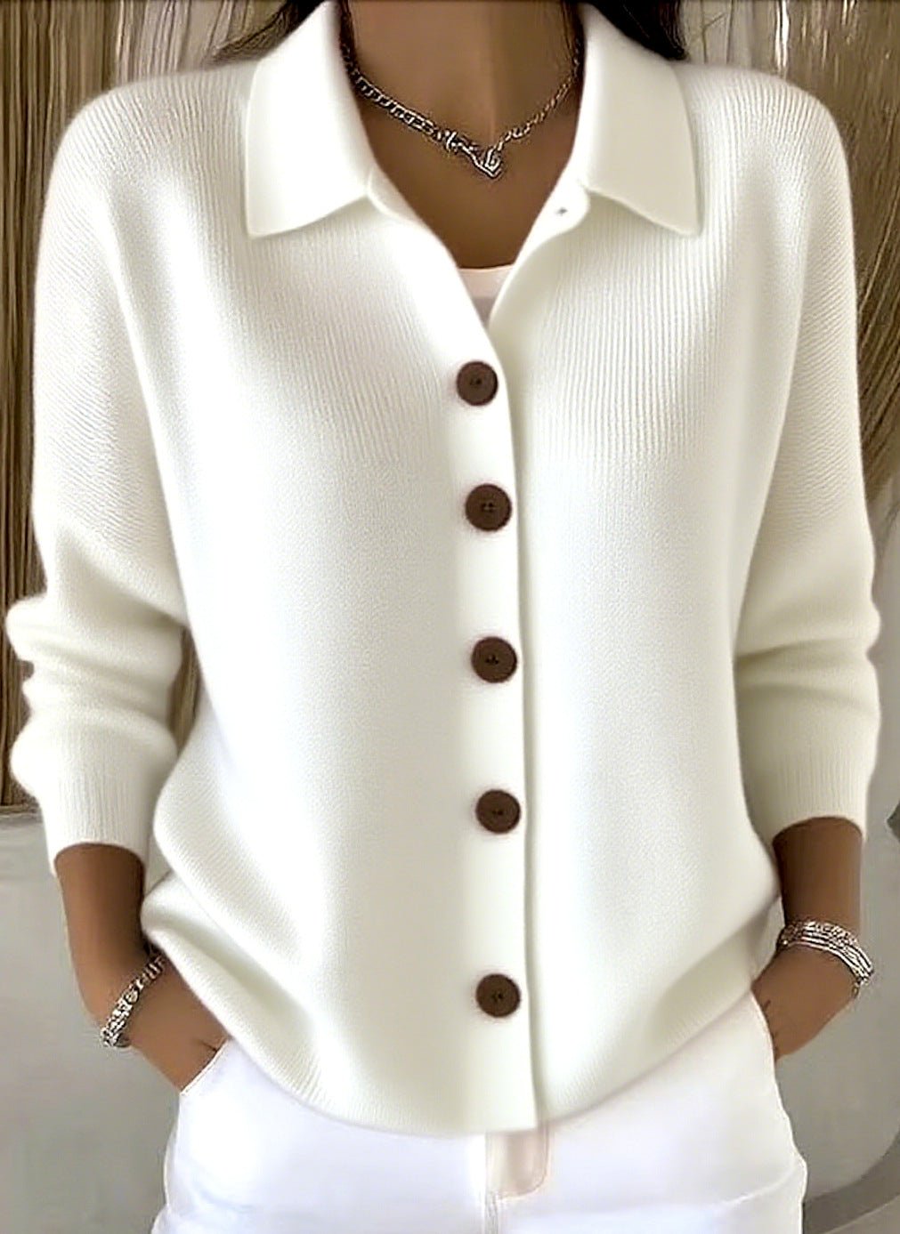 Cardigan à col châle en maille à boutons pour femmes, élégant et confortable - IVOIRART.COM