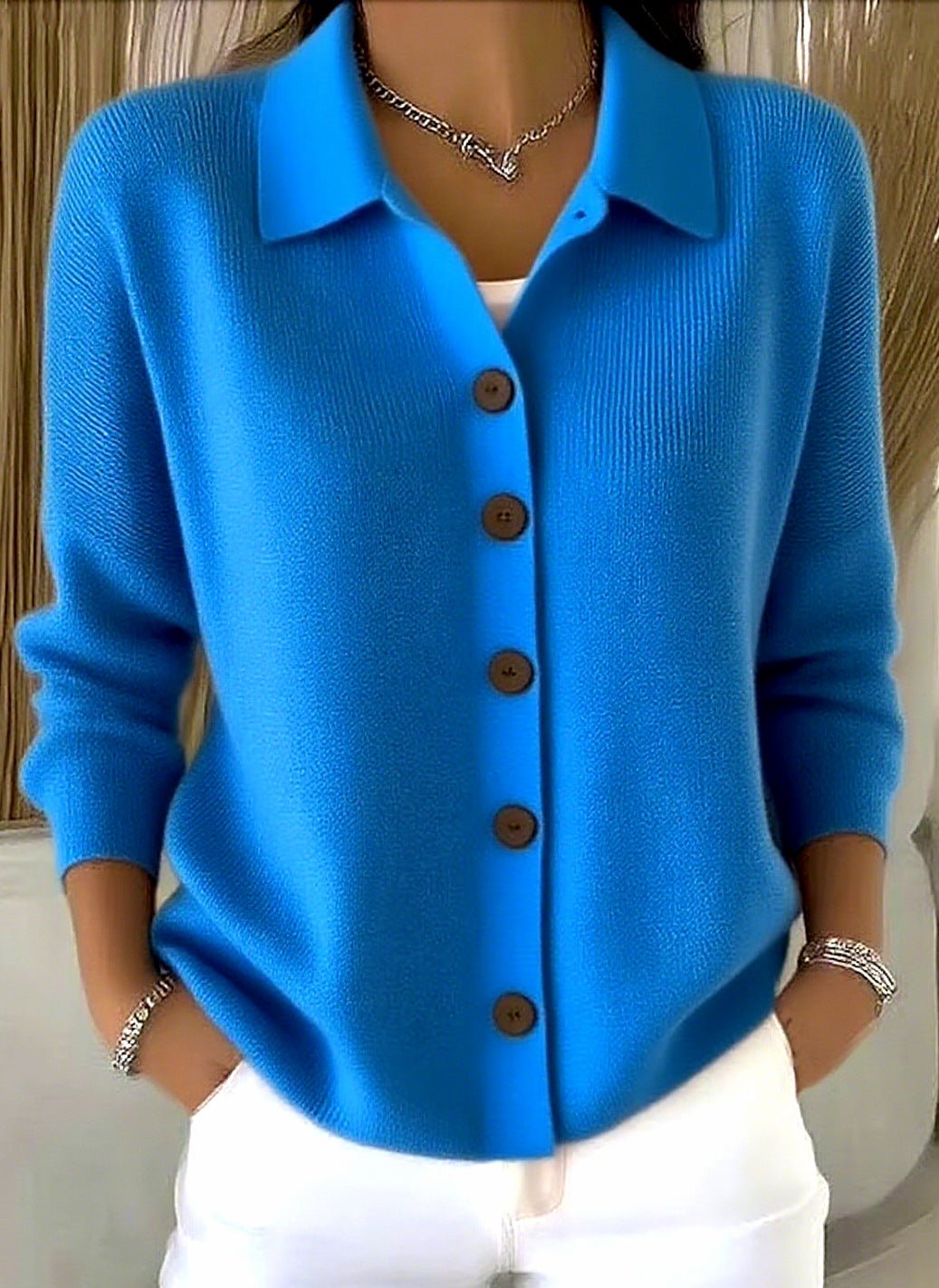 Cardigan à col châle en maille à boutons pour femmes, élégant et confortable - IVOIRART.COM
