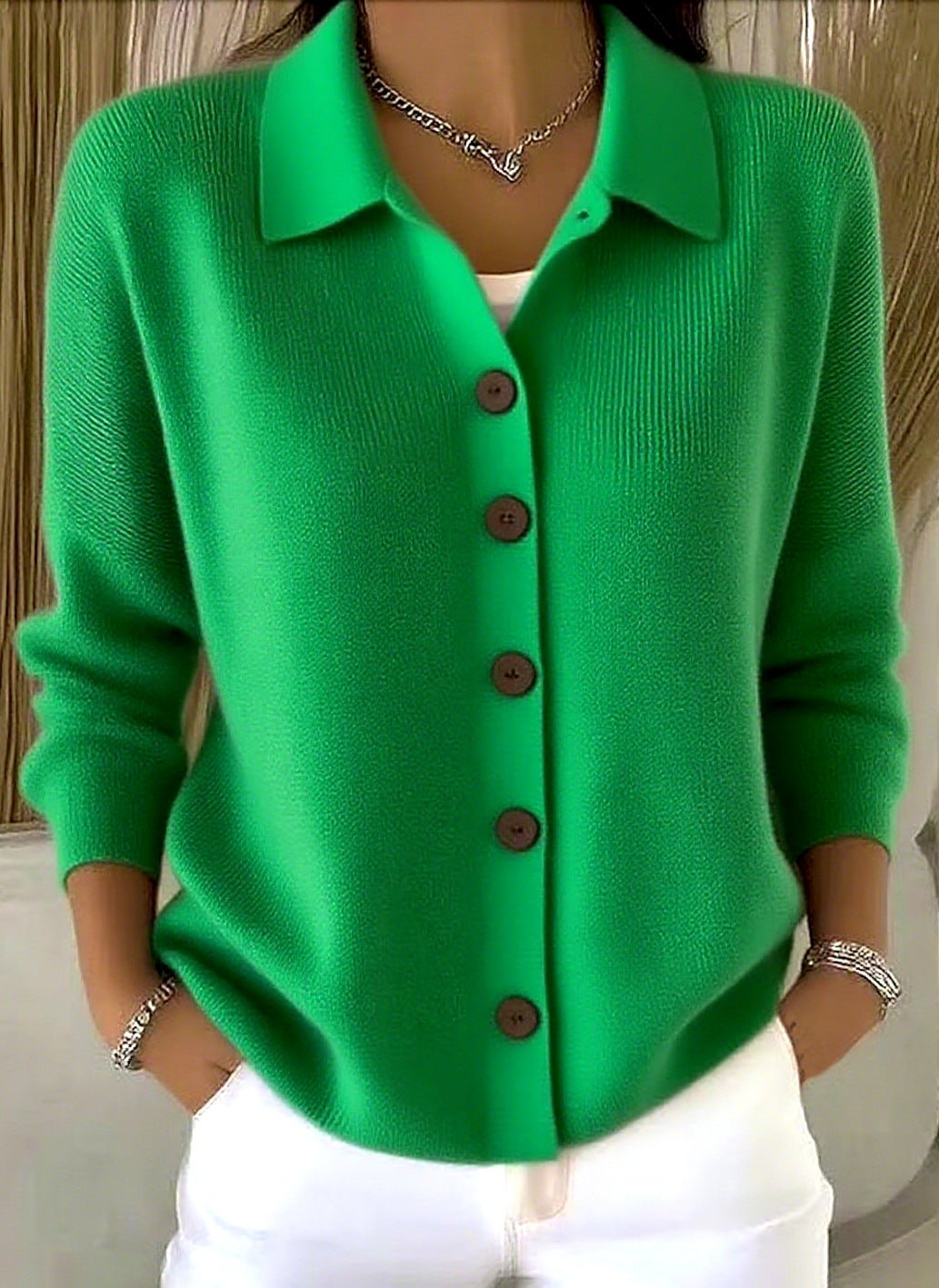 Cardigan à col châle en maille à boutons pour femmes, élégant et confortable - IVOIRART.COM