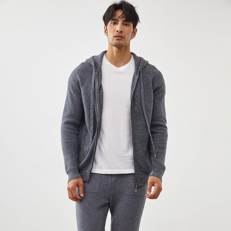 Cardigan capuche homme cachemire automne-hiver épais loose coupe courte chicXXL - IVOIRART.COM