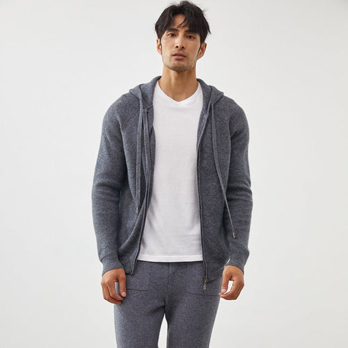 Cardigan capuche homme cachemire automne-hiver épais loose coupe courte chicXXL - IVOIRART.COM