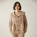 Cardigan col roulé cachemire style français pour femmes - Loose, camel, M/L chic - IVOIRART.COM