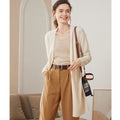 Cardigan côtelé en cachemire pour femme, mi-long, manches longues, style élégant - IVOIRART.COM