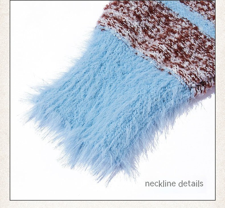 Cardigan rayé dopamine pour couple - Mohair synthétique doux style campus automne - IVOIRART.COM