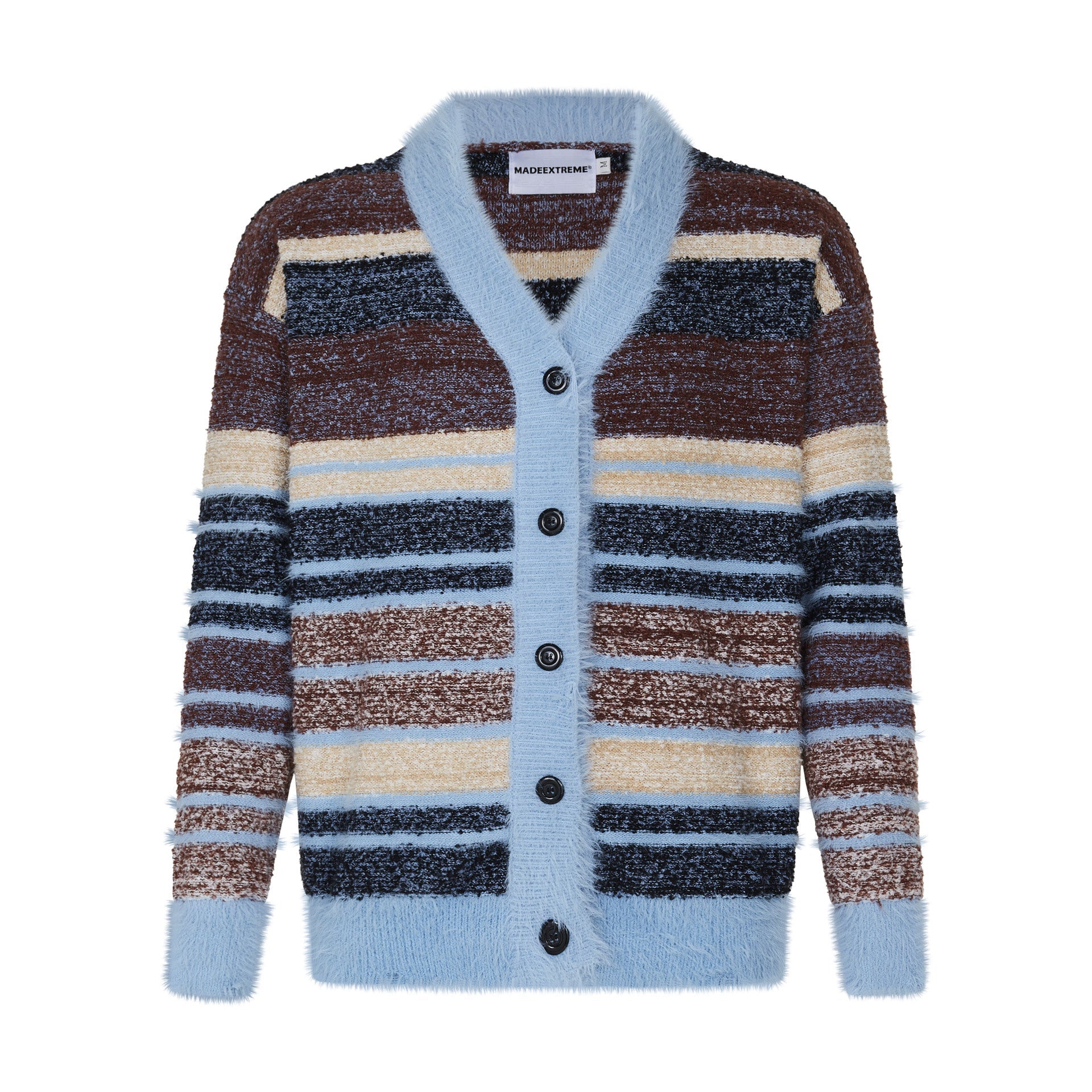 Cardigan rayé dopamine pour couple - Mohair synthétique doux style campus automne - IVOIRART.COM