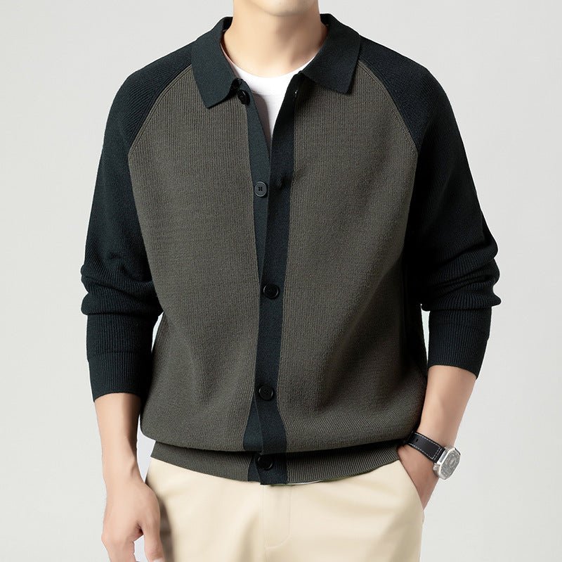 Cardigan tricoté à col roulé pour homme automne-hiver, style décontracté en modal - IVOIRART.COM