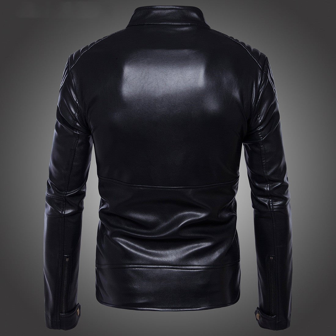 Carli Moto Veste en Cuir Homme Noir Coupe Ajustée Col Montant Fermeture Zippée! - IVOIRART.COM